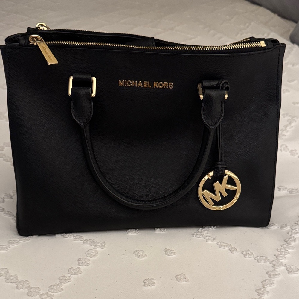 Michael Kors Black Satchel with Gold Accents